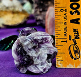 Chevron Amethyst Crystal Rose On Green Metal Stem 🌹