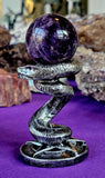 Silver Resin Serpent Crystal Sphere Holder