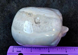 LG Blue Lace Agate Crystal Alien Head Carving w/Druzies 👽