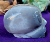 LG Blue Lace Agate Crystal Alien Head Carving w/Druzies 👽
