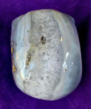 LG Blue Lace Agate Crystal Alien Head Carving w/Druzies 👽