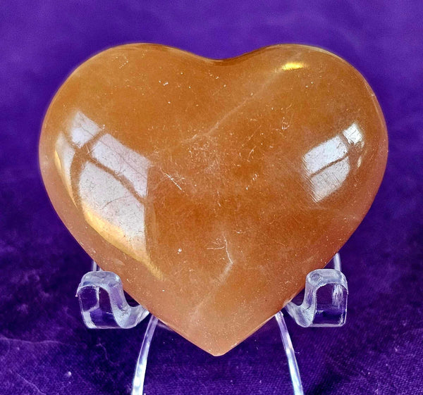 Honey Calcite Crystal Puffy Heart ❤️ 🍯