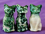 Green Spotted Jasper Crystal Standing Kitty Cat Figurine 🐈😺😍💚🍏