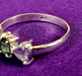 SS 925 Princess & Heart Cut Emerald & Aquamarine Crystal Ring 💍💎✨