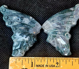 Moss Agate Crystal Butterfly on Black Metal Display Stand #1 😍🤍💚🖤✨🦋