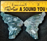 Moss Agate Crystal Butterfly on Black Metal Display Stand #1 😍🤍💚🖤✨🦋