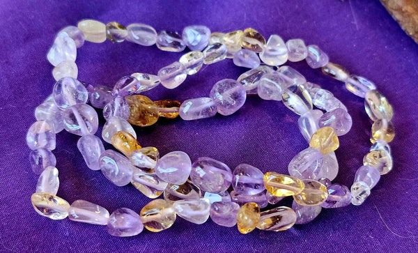 Amethyst & Citrine Crystal Stretch Bracelet 🩷🧡