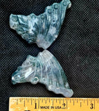 Moss Agate Crystal Butterfly on Black Metal Display Stand #1 😍🤍💚🖤✨🦋