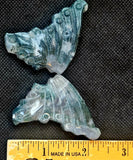 Moss Agate Crystal Butterfly on Black Metal Display Stand #1 😍🤍💚🖤✨🦋