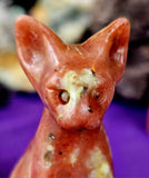 Pink Plum Blossom Jasper Sphynx Kitty Statue 🌸🐈‍⬛
