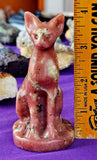 Pink Plum Blossom Jasper Sphynx Kitty Statue 🌸🐈‍⬛