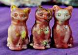 Pink Plum Blossom Jasper Crystal Standing Kitty Cat Figurine 😺 🐾🐈‍⬛✨🩷