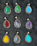 Assorted Crystal Silver Plated Teardrop Shaped Necklace