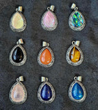 Assorted Crystal Silver Plated Teardrop Shaped Necklace