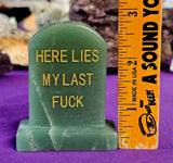 Green Adventurine Crystal Tombstone w/ Funny Message 🪦
