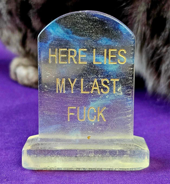 Opalite Crystal Carving Tombstone Carving w/Funny Message 🪦💀