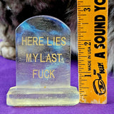 Opalite Crystal Carving Tombstone Carving w/Funny Message 🪦💀