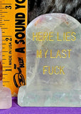 Rainbow Fluorite Crystal Tombstone Carving w/Funny Message 🪦💀