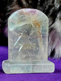 Rainbow Fluorite Crystal Tombstone Carving w/Funny Message 🪦💀