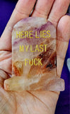 Rainbow Fluorite Crystal Tombstone Carving w/Funny Message 🪦💀