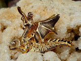 SM. Vintage 1985 Gold Pewter Dragon Figurine Holding Crystal Ball 🔮⚜️🐲✨