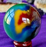 Rainbow Cat's Eye Crystal Sphere 🔮🤩🌈