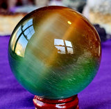 Rainbow Cat's Eye Crystal Sphere 🔮🤩🌈