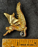 SM. Vintage 1985 Gold Pewter Dragon Figurine Holding Crystal Ball 🔮⚜️🐲✨