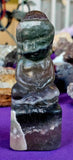 LG. Rainbow Fluorite Crystal Meditating Buddha Statue 🗿🧘‍♀️🕉️🙏💜