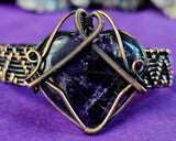 Two Toned Wire Wrapped Amethyst Heart Adjustable Bangle 🤩💜📿☪️