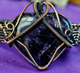 Two Toned Wire Wrapped Amethyst Heart Adjustable Bangle 🤩💜📿☪️