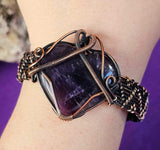 Two Toned Wire Wrapped Amethyst Heart Adjustable Bangle 🤩💜📿☪️