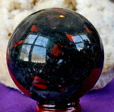 Bloodstone w/Pyrite Inclusions Crystal Sphere ❤️🩶🖤🩸✨⚜️