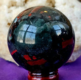 Bloodstone w/Pyrite Inclusions Crystal Sphere ❤️🩶🖤🩸✨⚜️