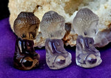 Clear & Smokey Quartz Crystal Sitting Buddha Figurine ✨🤩🧘‍♀️🕉️🕊️