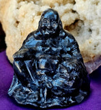LG. Larvikite Crystal Buddha Statue 🧘‍♀️🕉️🕊️💛✨🖤