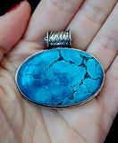 Turquoise Oval Pendant Necklace 925 Sterling Silver w/Stainless Steel Chain 📿✨💙💎