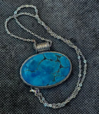Turquoise Oval Pendant Necklace 925 Sterling Silver w/Stainless Steel Chain 📿✨💙💎