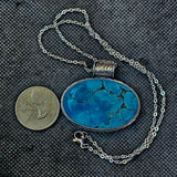 Turquoise Oval Pendant Necklace 925 Sterling Silver w/Stainless Steel Chain 📿✨💙💎