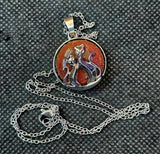 Goldstone Cat & Stars Reversible Necklace w/Stainless Steel Chain 📿✨💜🐾😻🐈