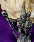 Antique Vintage Wizard Figurine w/Owl & Crystal Ball 🔮🧙‍♀️🧙‍♂️🦉
