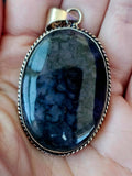 Oval Moss Agate 925 SS Pendant Necklace w/Stainless Steel Chain 💚📿✨🤍