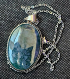 Oval Moss Agate 925 SS Pendant Necklace w/Stainless Steel Chain 💚📿✨🤍