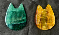 Fluorite Crystal Cat Silhouette Bowl 💙🐾🐈💛
