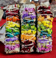 Chakra Chrysanthemum Flower & White Sage Smudge Stick 🌈💨