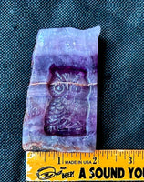 Banded Fluorite Crystal Owl Carving in Stone w/Red Hematite Inclusions 💜🦉