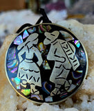 Mexican Dancers Pin Necklace w/Abalone Shell Fragments 📿✨🇲🇽💃🕺🐚