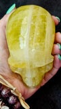 LG. Yellow Banded Fluorite Crystal Skull ☠️💀🟡💛