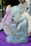 LG. Rainbow Fluorite Crystal Lizard Climbing Rock Sculpture 🪨🦎💚☪️✨😍