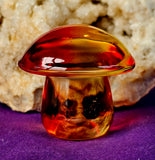 LG. Glass Blown 'Crystal' Mushroom 💚❤️🍄🍄🍄🧡💛